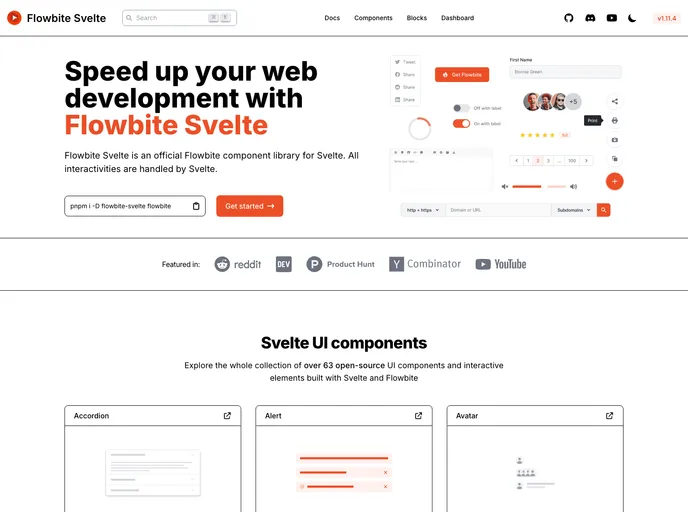 screenshot of Flowbite Svelte Next