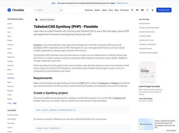 screenshot of Tailwind Symfony Starter