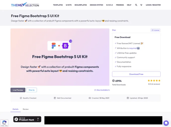 screenshot of Free Figma Bootstrap UI Kit