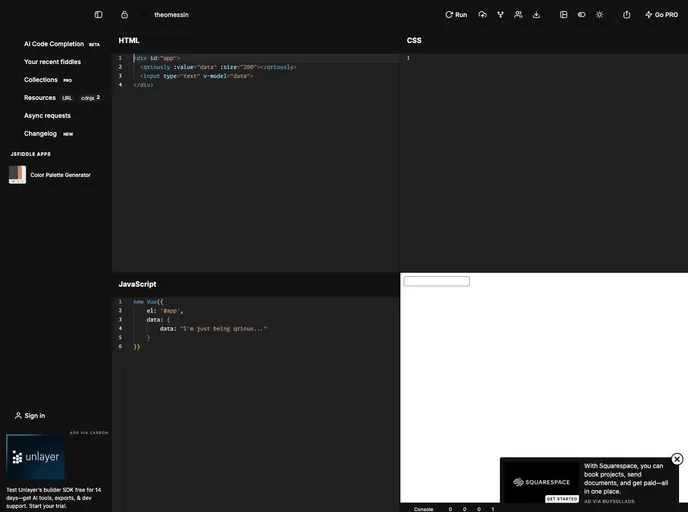 screenshot of Vue Qriously
