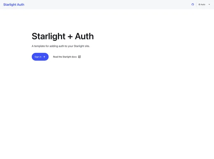 screenshot of Starlight Auth