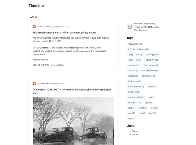 screenshot of Gatsby Theme Timeline