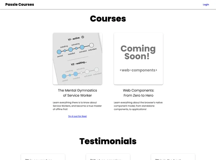 screenshot of Passle Courses