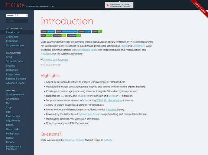 screenshot of Glide Laravel