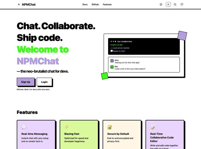 screenshot of NPMChat