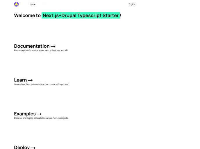 screenshot of Next Drupal Typescript Starter