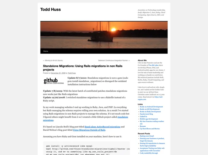screenshot of Standalone Migrations
