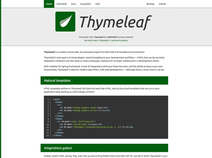 screenshot of Thymeleafexamples Petclinic