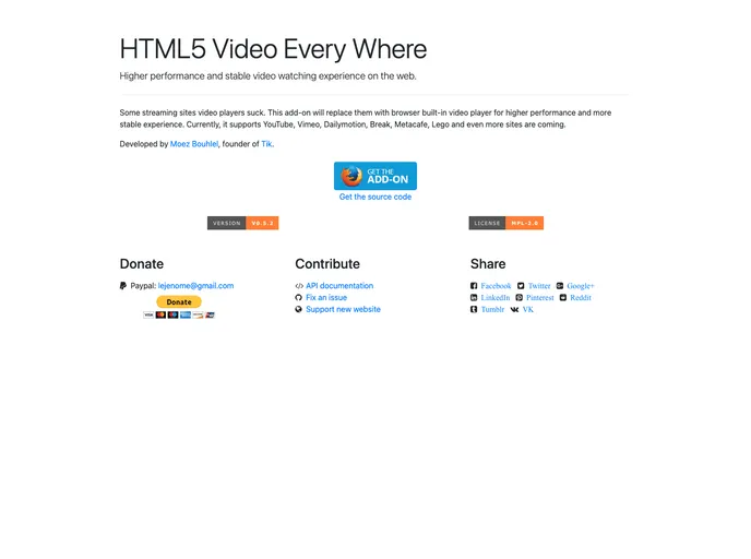 screenshot of Html5 Video Everywhere