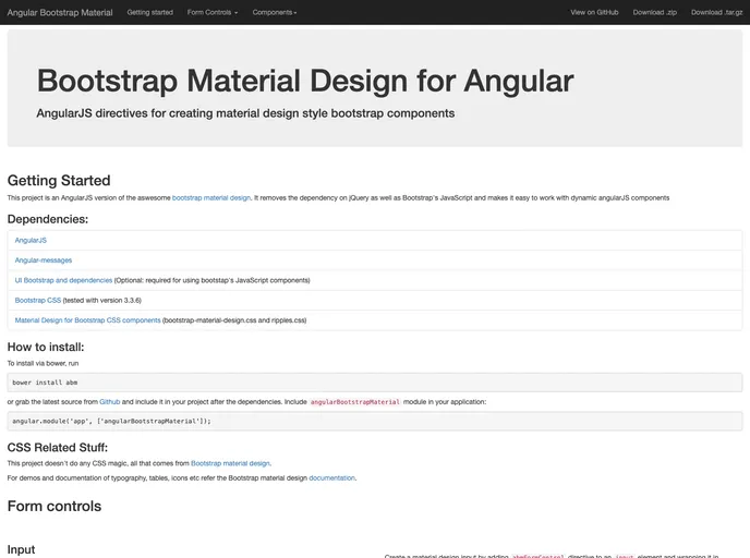 screenshot of Angular Bootstrap Material