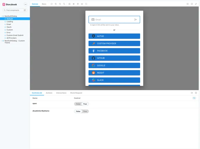 screenshot of Next Auth Mui
