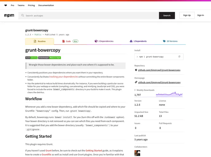 screenshot of Grunt Bowercopy