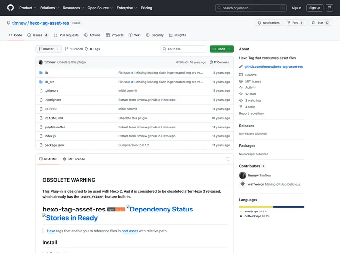 screenshot of Hexo Tag Asset Res