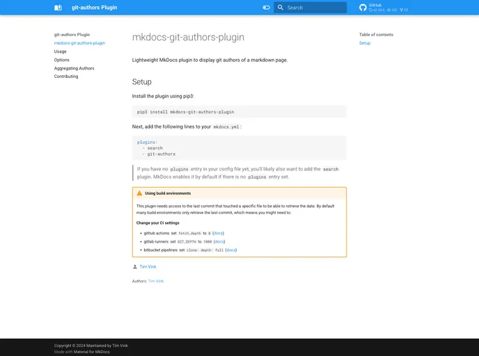 screenshot of Mkdocs Git Authors Plugin