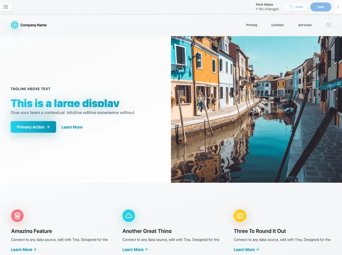 screenshot of Tina Tailwind Inline Demo