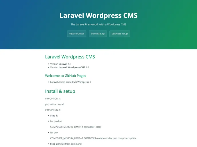 screenshot of Laravel Wordpress Cms