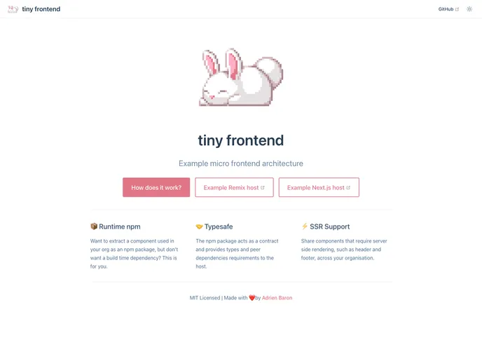screenshot of Example Tiny Frontend