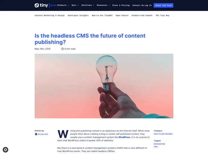 screenshot of Tinymce Contentful