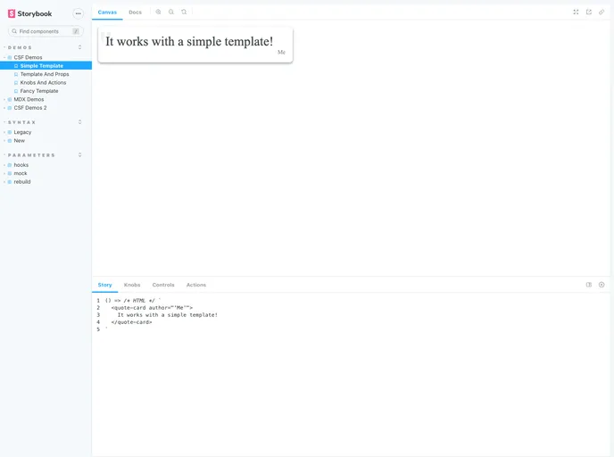 screenshot of Storybook Addon Angularjs