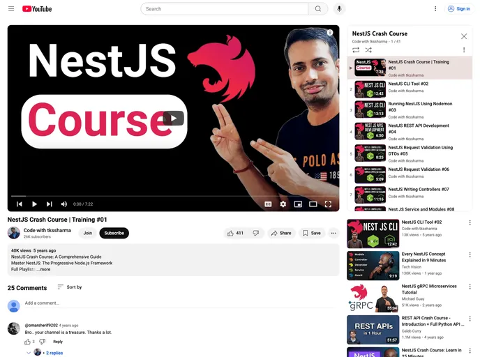 screenshot of Nestjs Crash Course