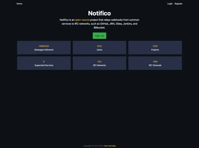 screenshot of Notifico