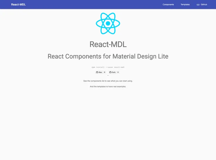 screenshot of React Mdl