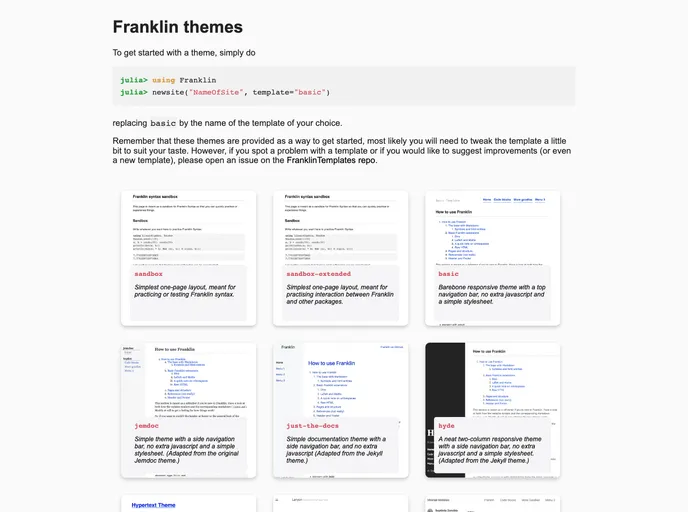 screenshot of FranklinTemplates.jl