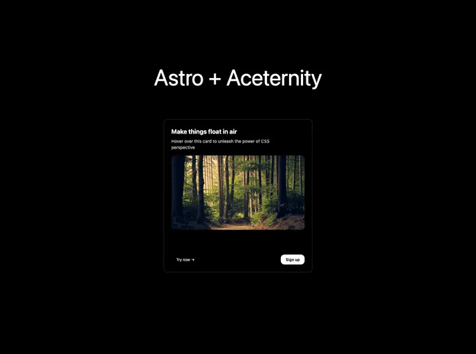 screenshot of Astro Aceternity