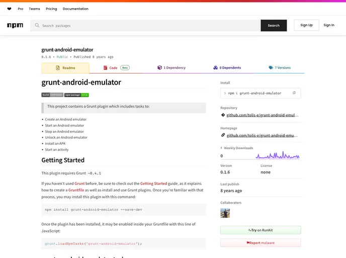 screenshot of Grunt Android Emulator