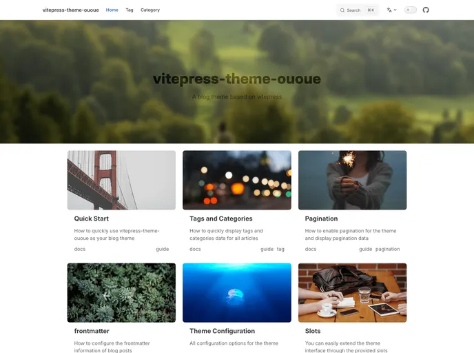 screenshot of Vitepress Theme Ououe