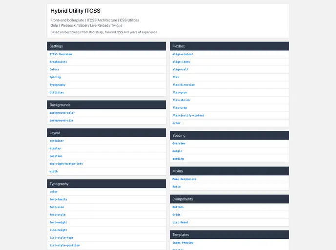 screenshot of Hybrid Utility Itcss