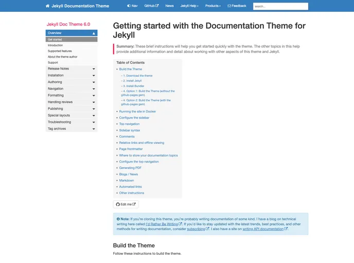 screenshot of Documentation Theme Jekyll