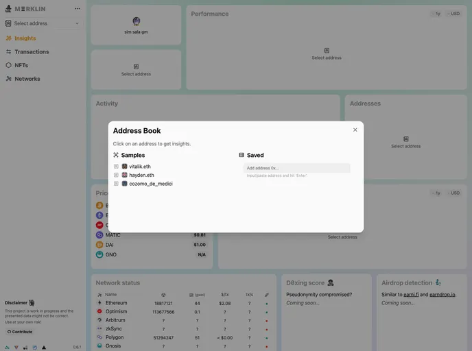 screenshot of Merklin