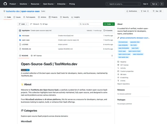 screenshot of Open Source Saas