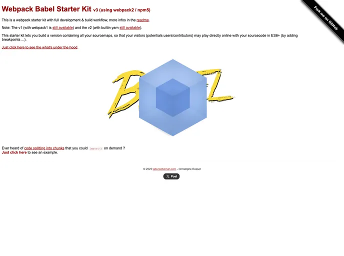 screenshot of Webpack Babel Starter