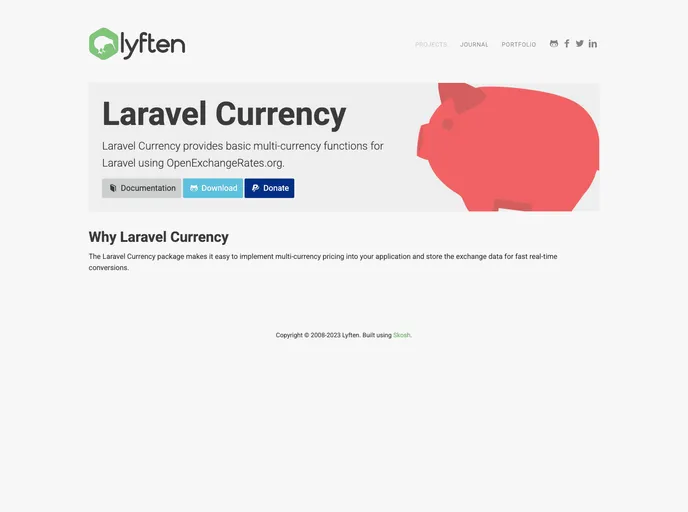screenshot of Laravel Currency