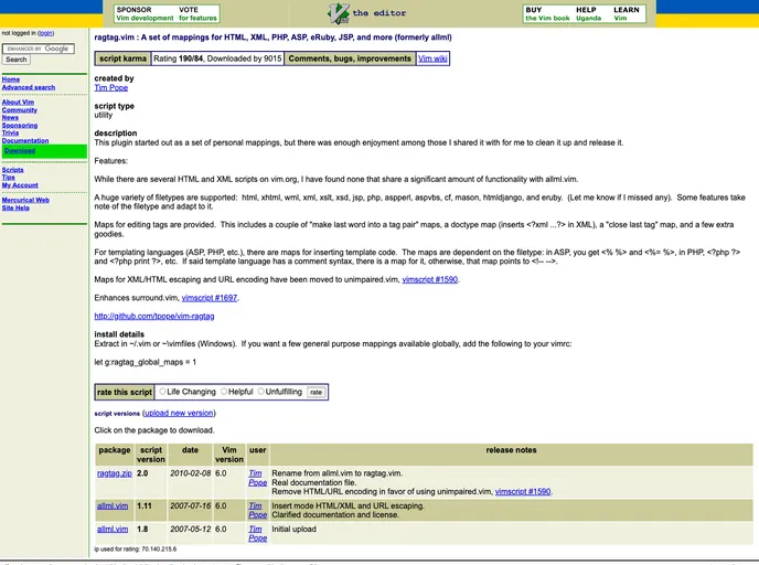 screenshot of Vim Ragtag