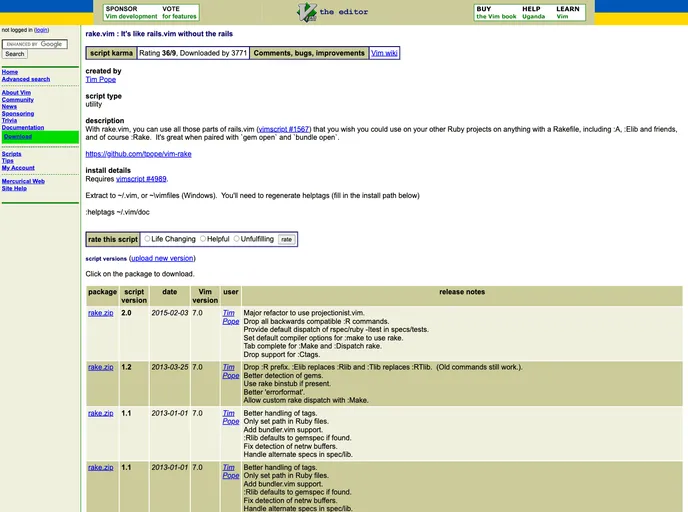 screenshot of Vim Rake