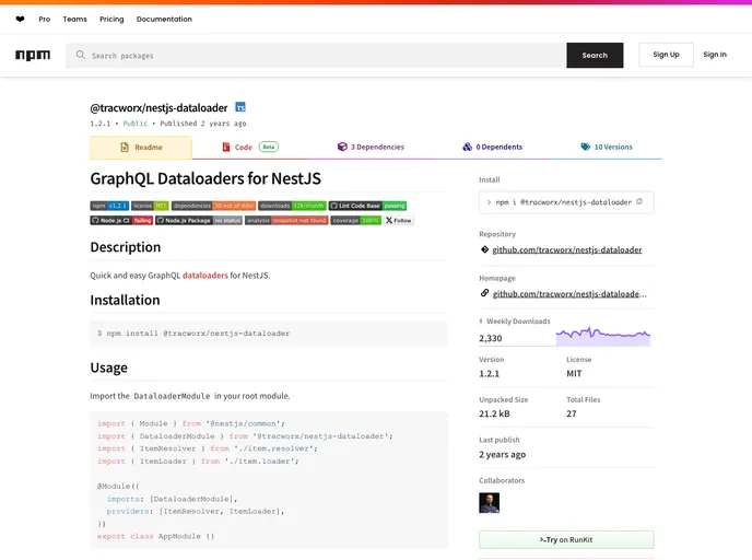 screenshot of Nestjs Dataloader