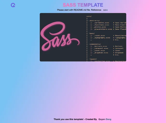 screenshot of Sass Template Starter