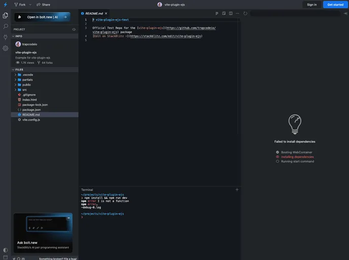 screenshot of Vite Plugin Ejs