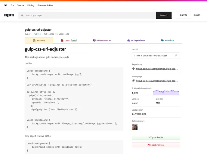 screenshot of Gulp Css Url Adjuster