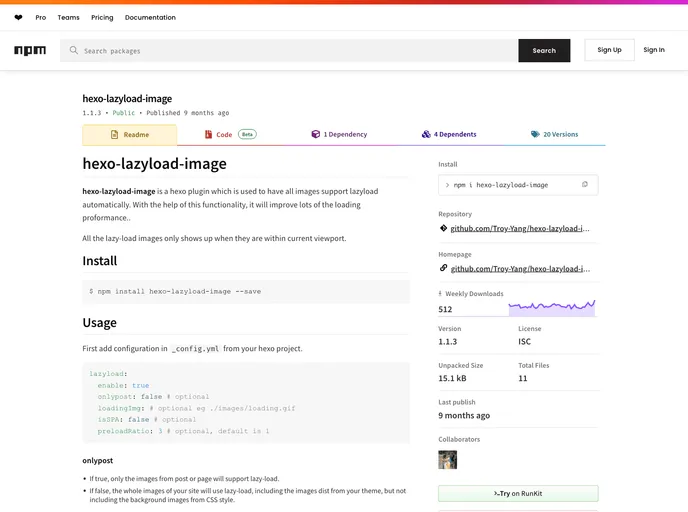 screenshot of Hexo Lazyload Image
