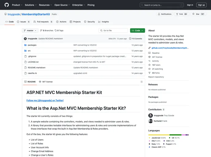 screenshot of MembershipStarterKit