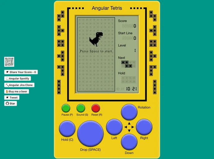 screenshot of Angular Tetris