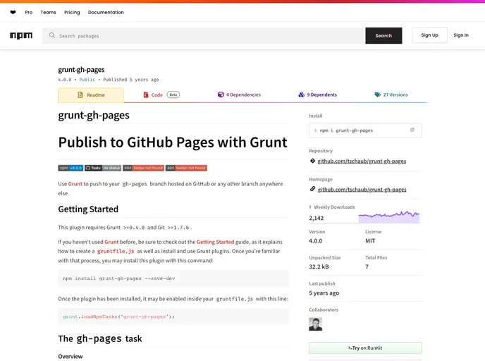 screenshot of Grunt Gh Pages