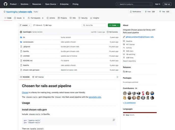 screenshot of Chosen Rails