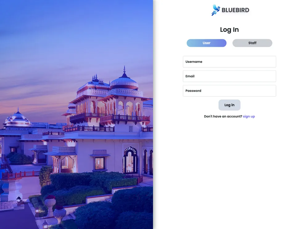 screenshot of Hotel Management System