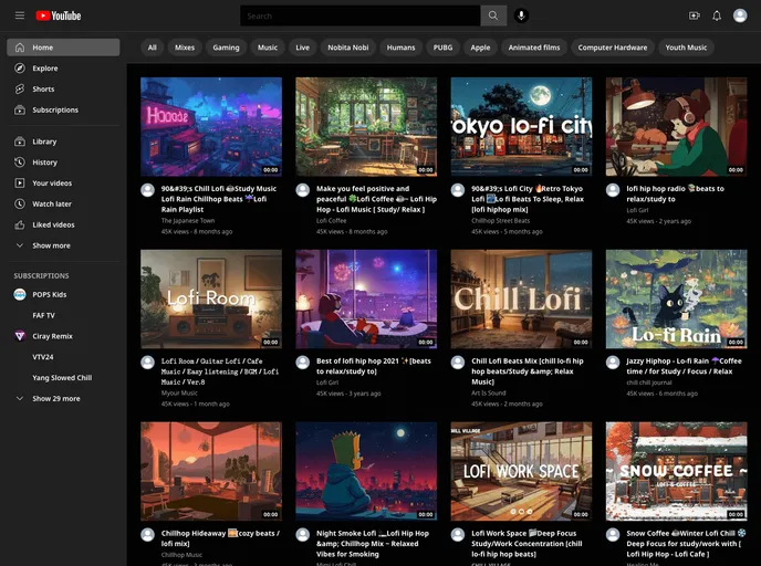 screenshot of Youtube Clone