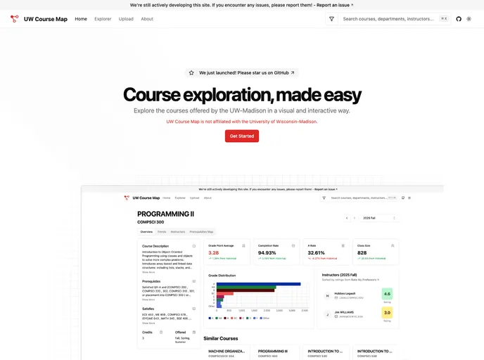screenshot of Uw Coursemap